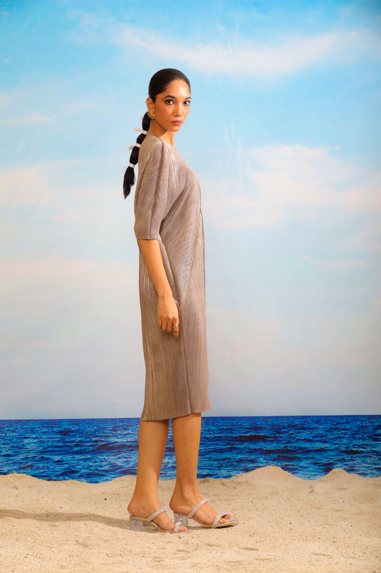 Robe plissée Flora noire