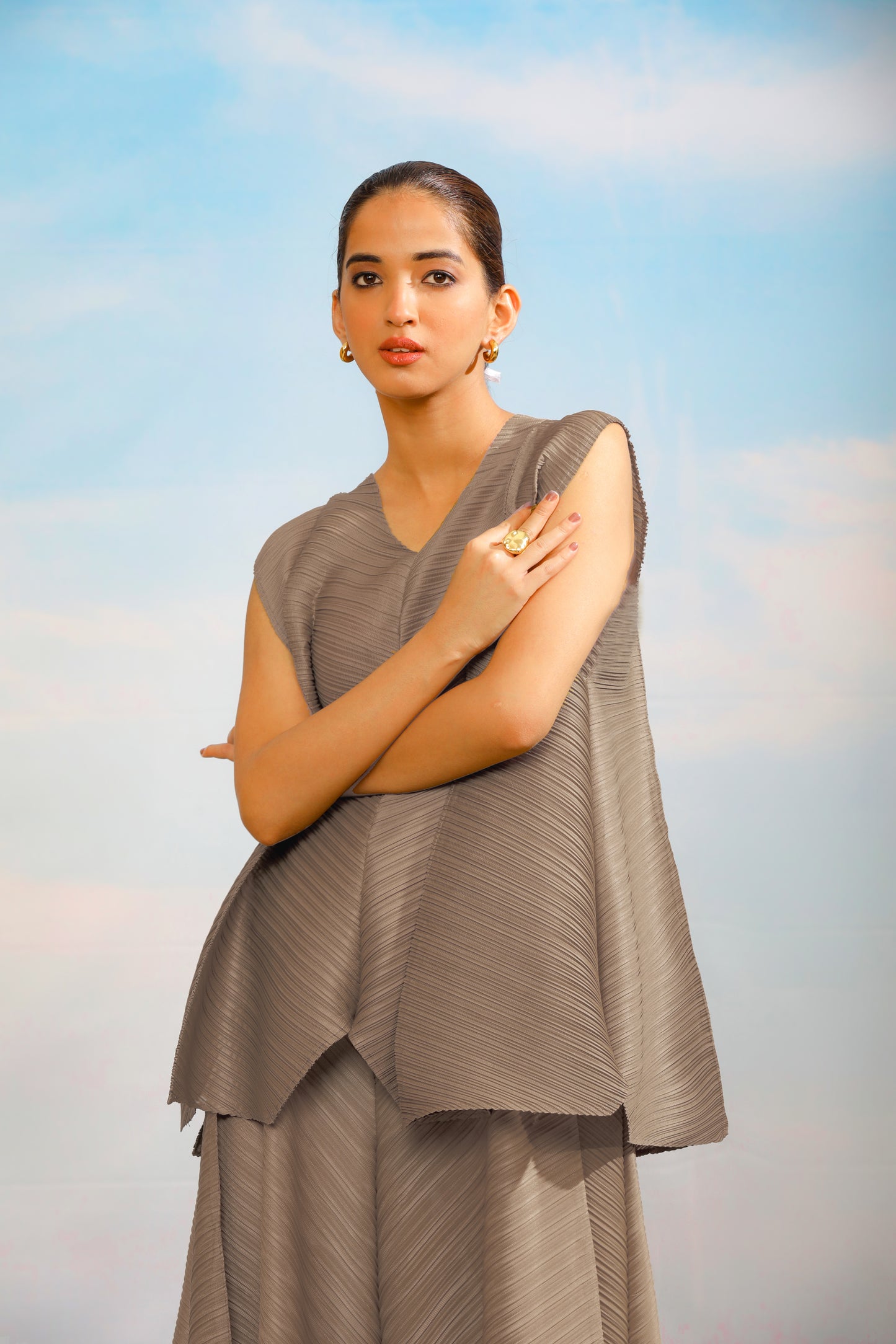 Robe plissée Flora noire