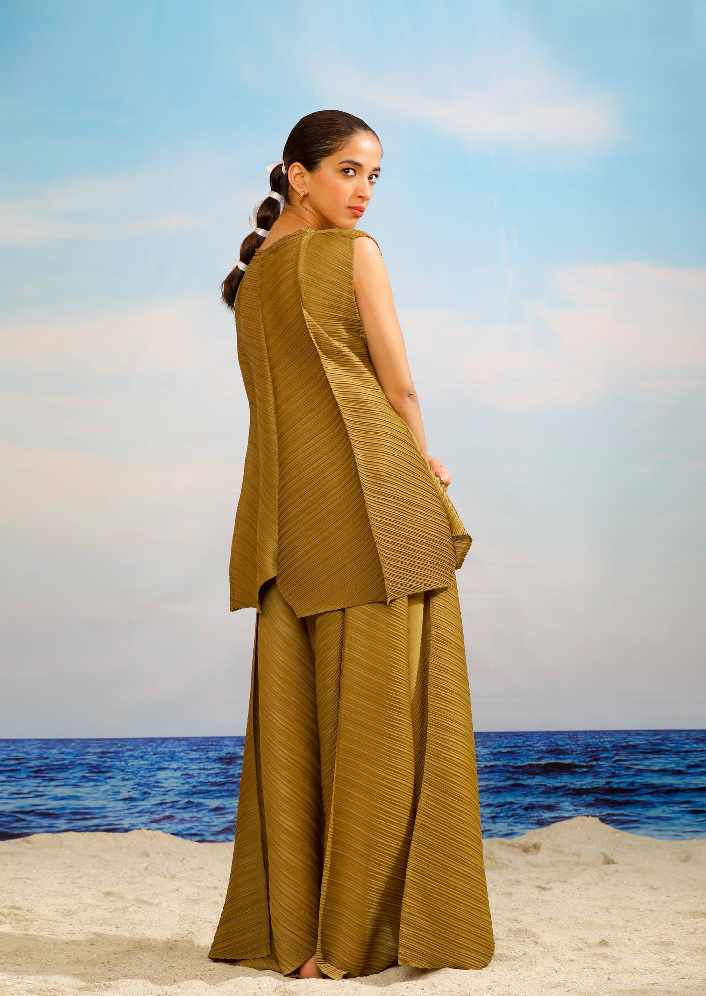 Robe plissée Flora noire