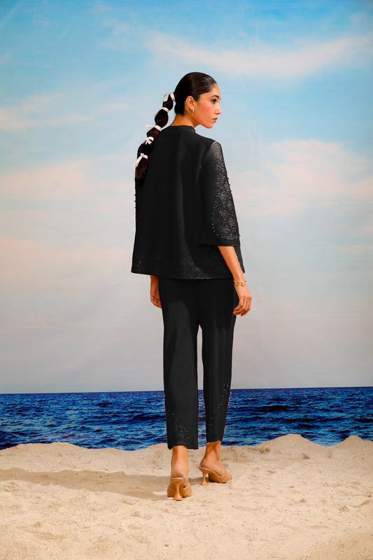 Robe plissée Flora noire