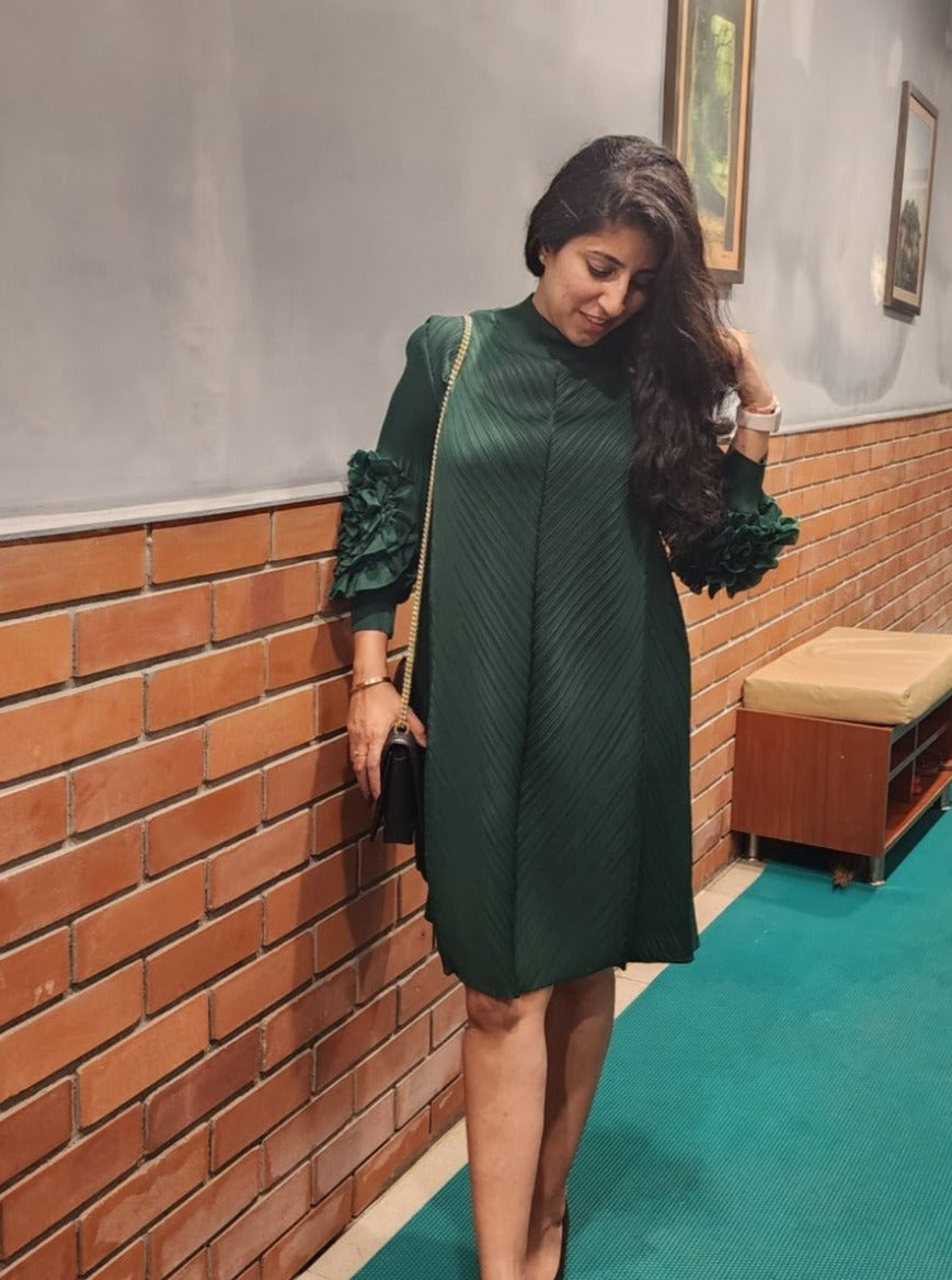 Emerald Flora Pleated Dress Emerald Flora Pleated Dress
