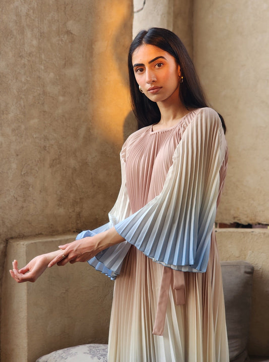 Ombre Seina Dress - Beige to Blue