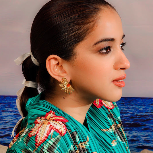 AURORA EARRINGS - RED & GOLD