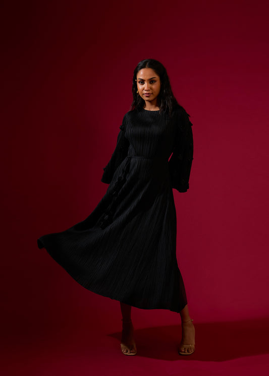 Robe plissée Flora noire