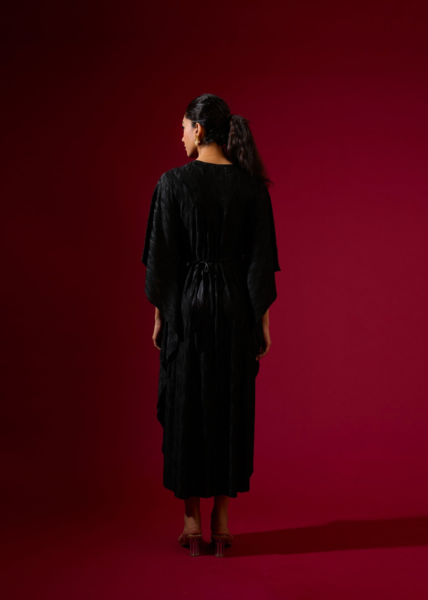 Robe plissée Flora noire