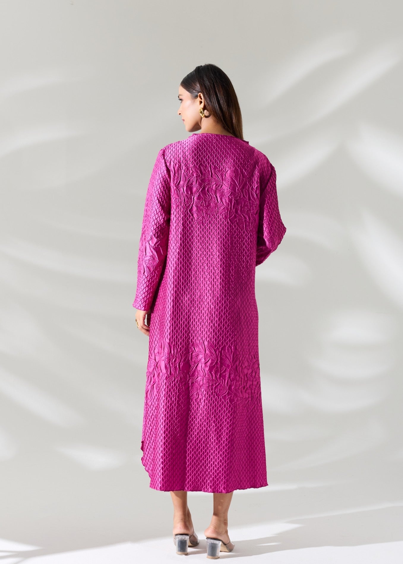 Dandelion Embossed Dress - Fuchsia