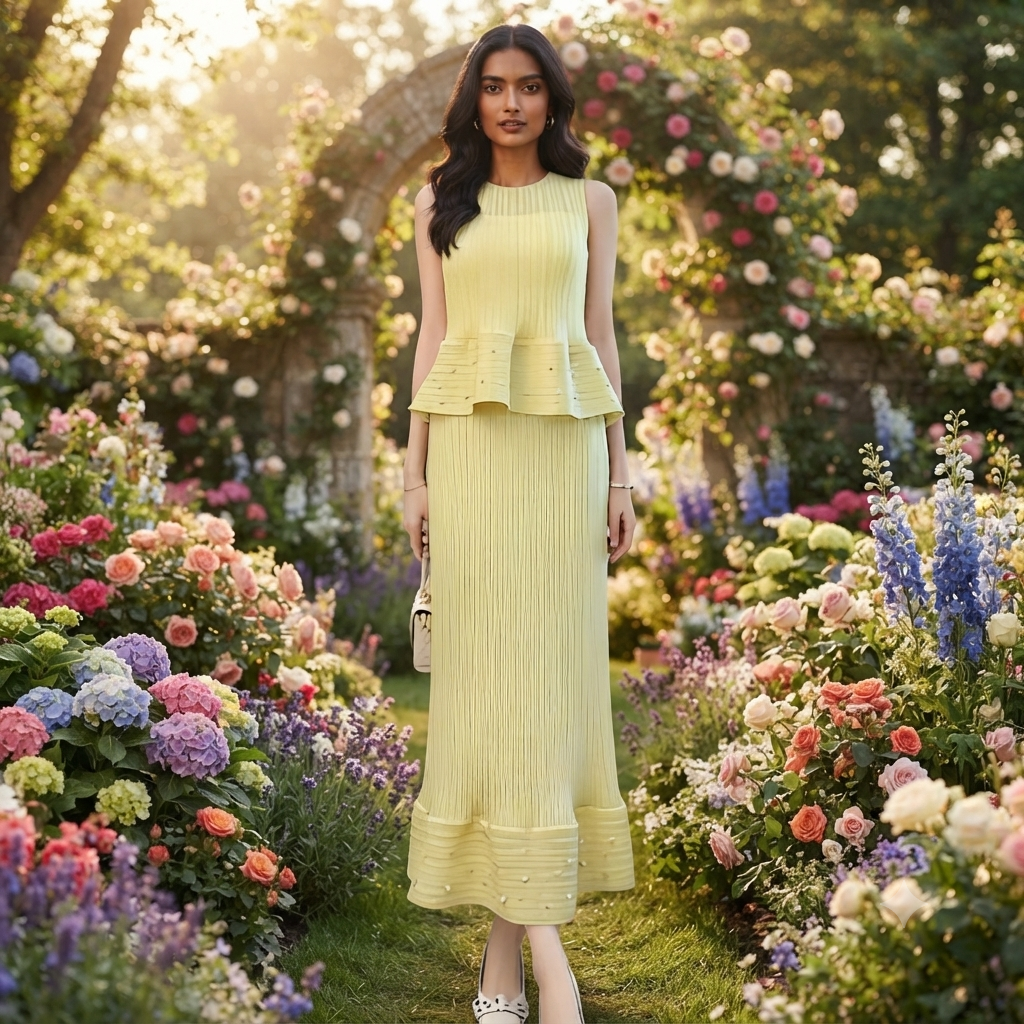 Kiki Peplum Skirt Set - Butter Yellow