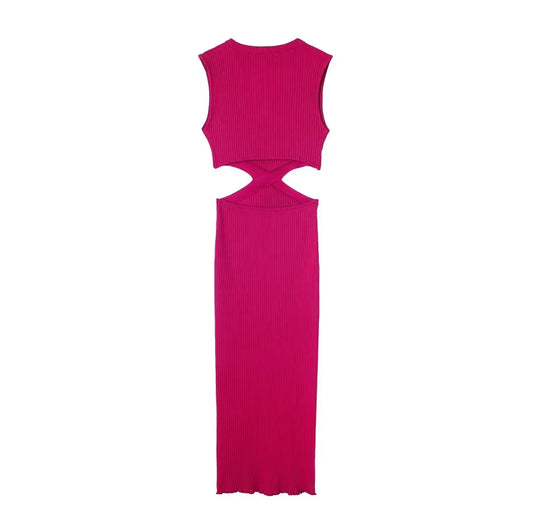 Pink Cutout Midi Dress