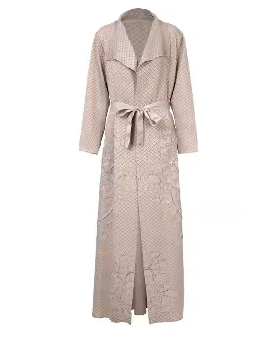 Embossed Long Jacket - Beige