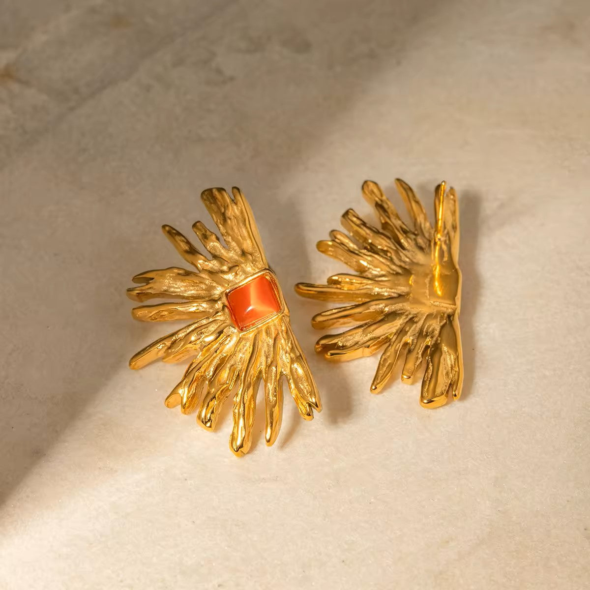 AURORA EARRINGS - RED & GOLD