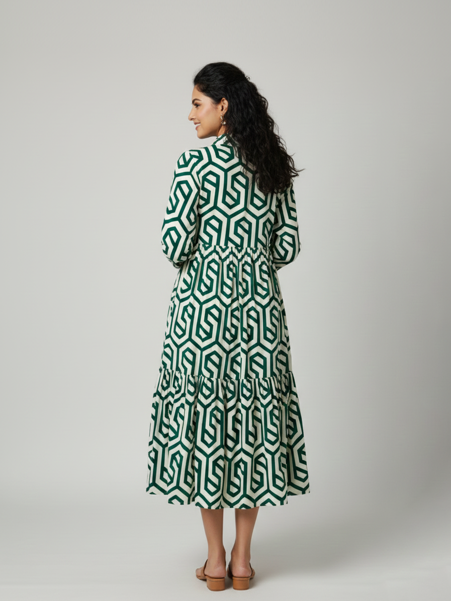 Robe rétro à imprimé géométrique