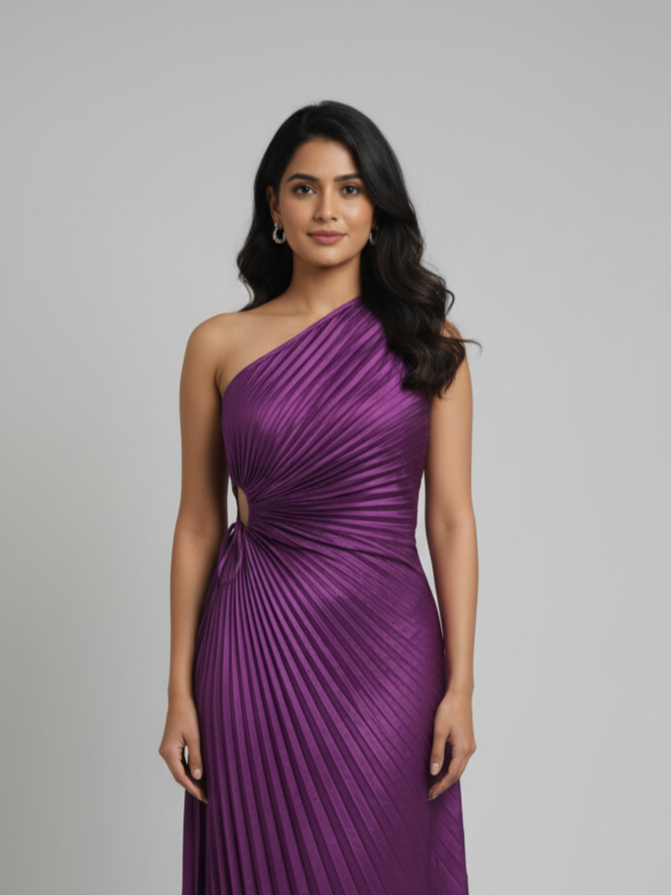 Purple One shoulder Dress