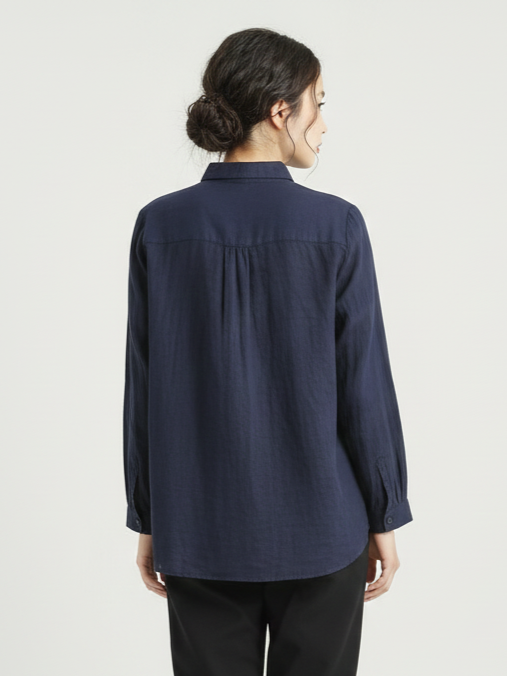 Spring Navy Linen Shirt
