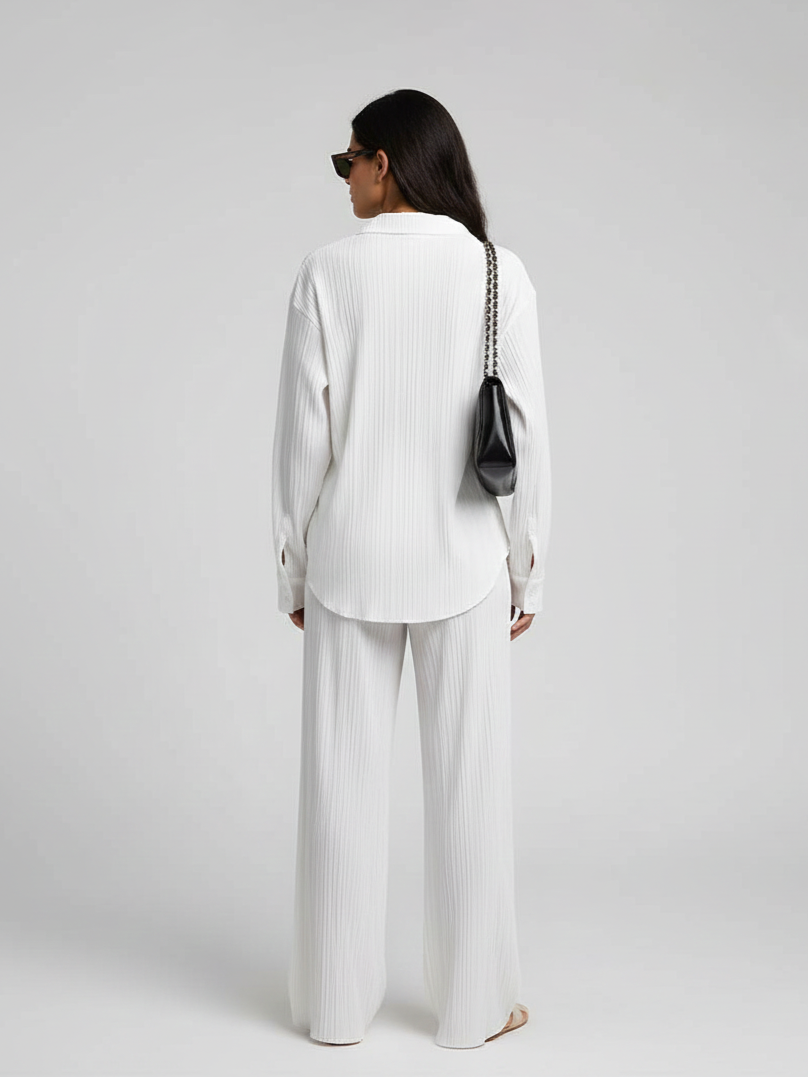 White Pleated Coord Set