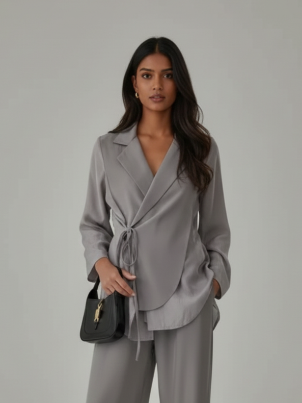 Lush Layer Blazer with Trousers - Grey