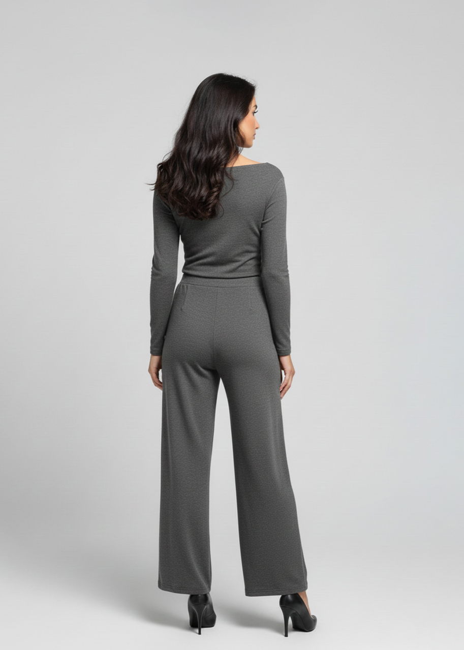 Cowl top & Pants Set - Grey