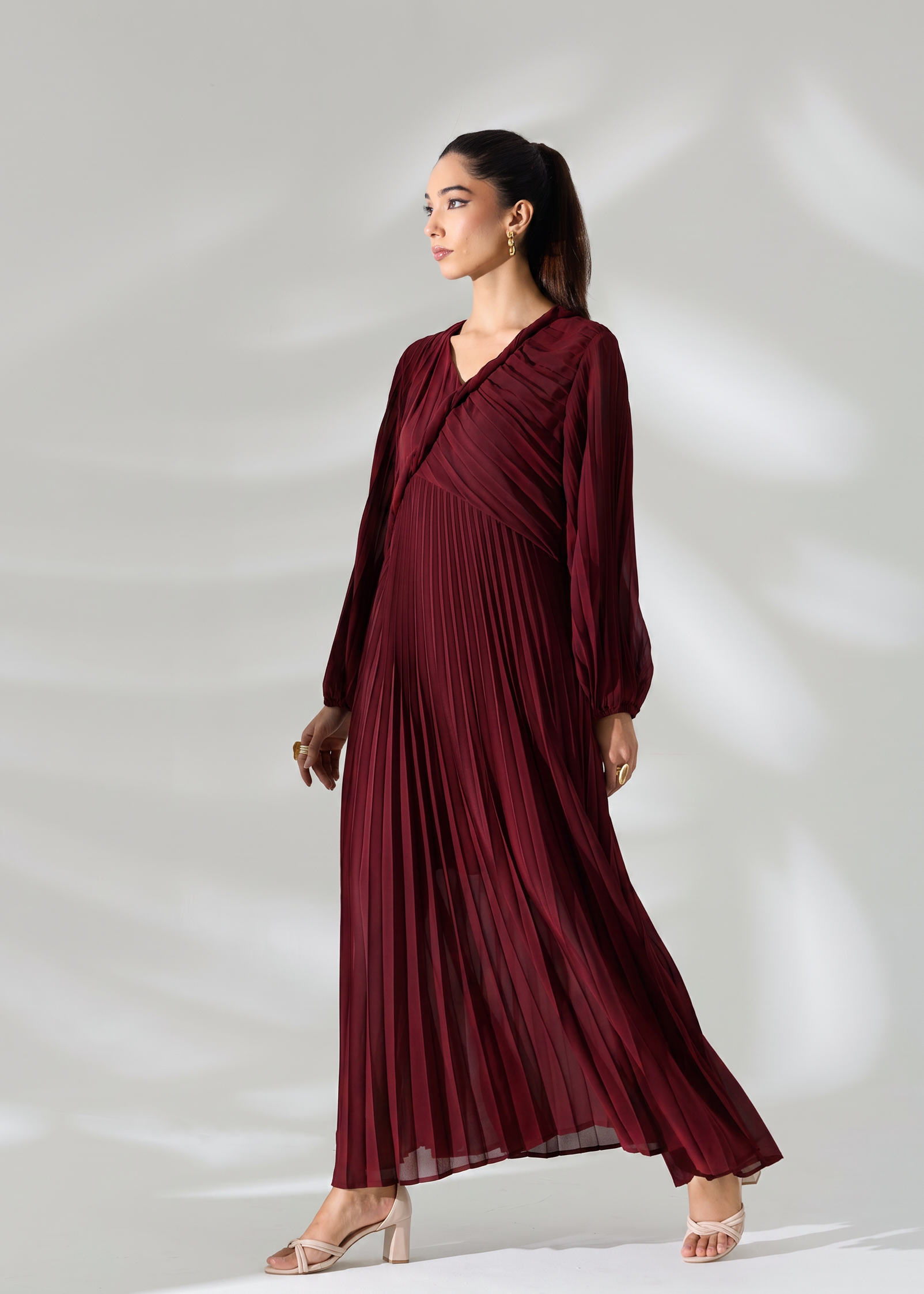 burgundy pleated maxi dress Sahara Long line skirt that cascades Clothing Size:L Harley Quinn Dress Gold gift-idea