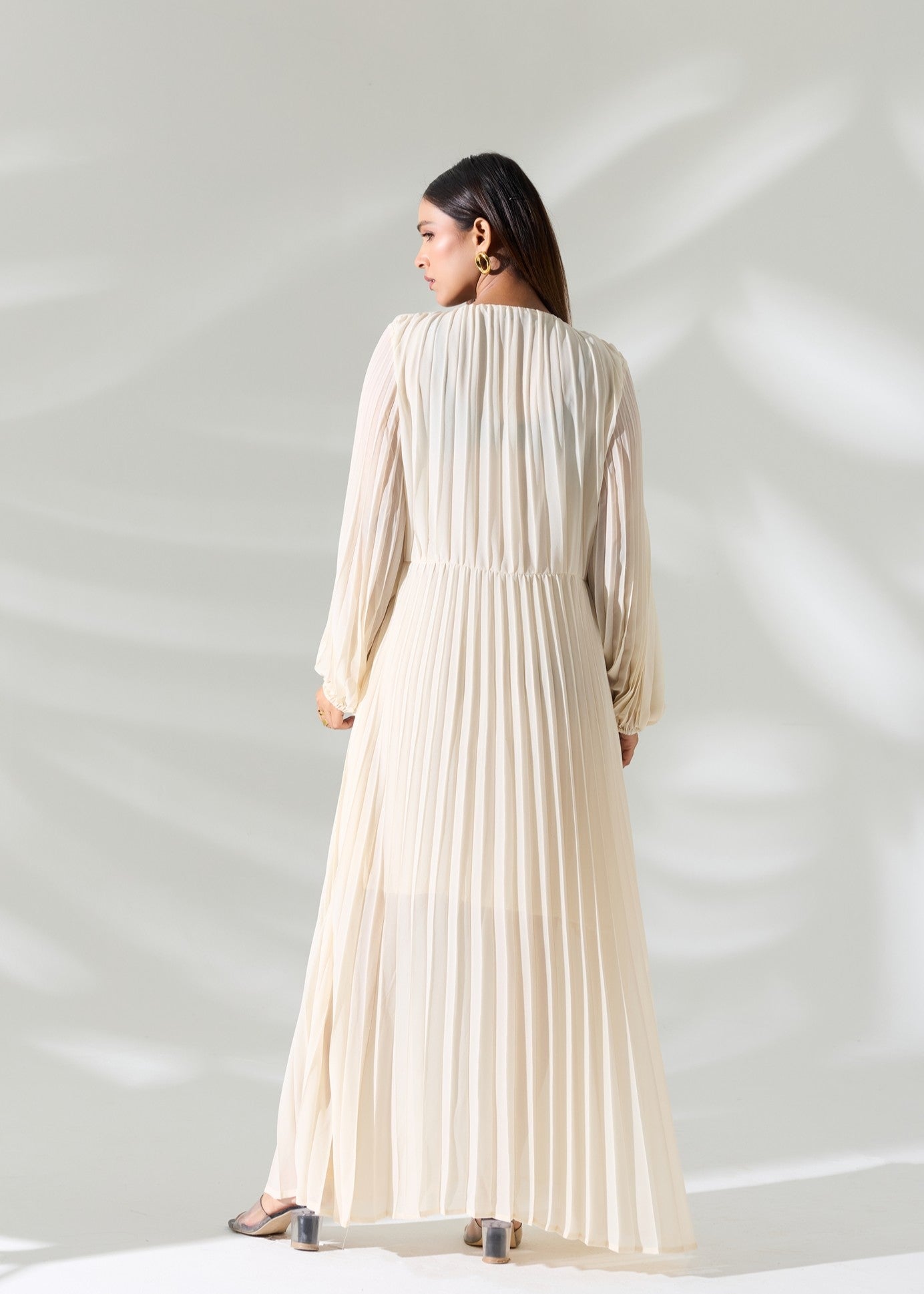 Sahara Pleated Long Dress - Ivory
