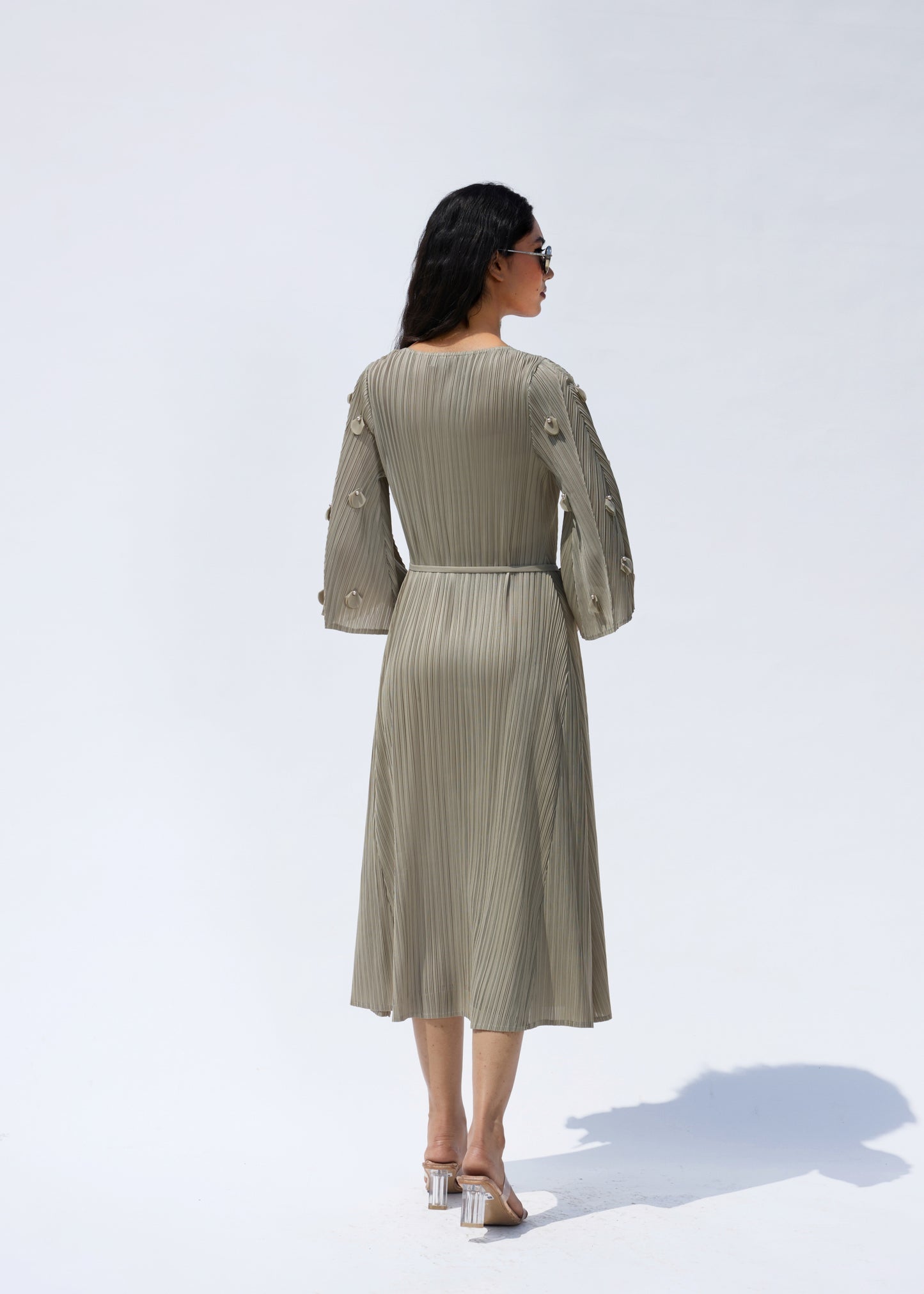 3D Flora Swing Dress - Sage Green