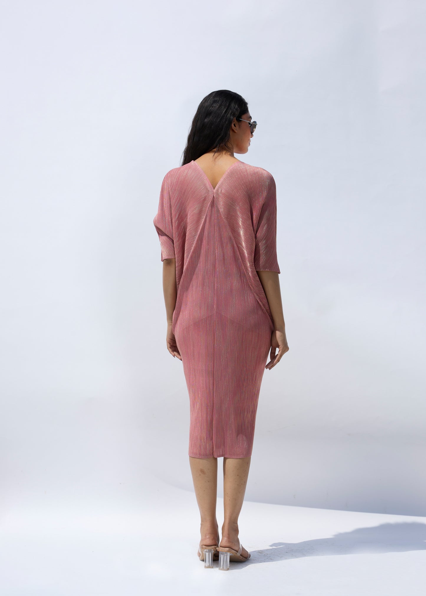 Laila Metallic Dress - Pink