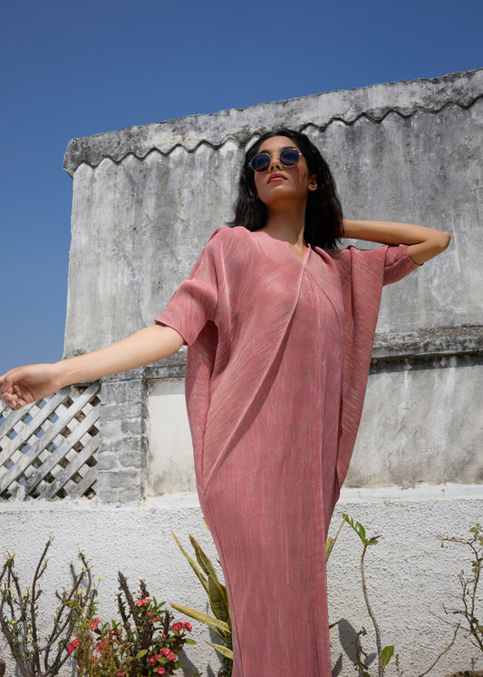 Laila Metallic Dress - Pink