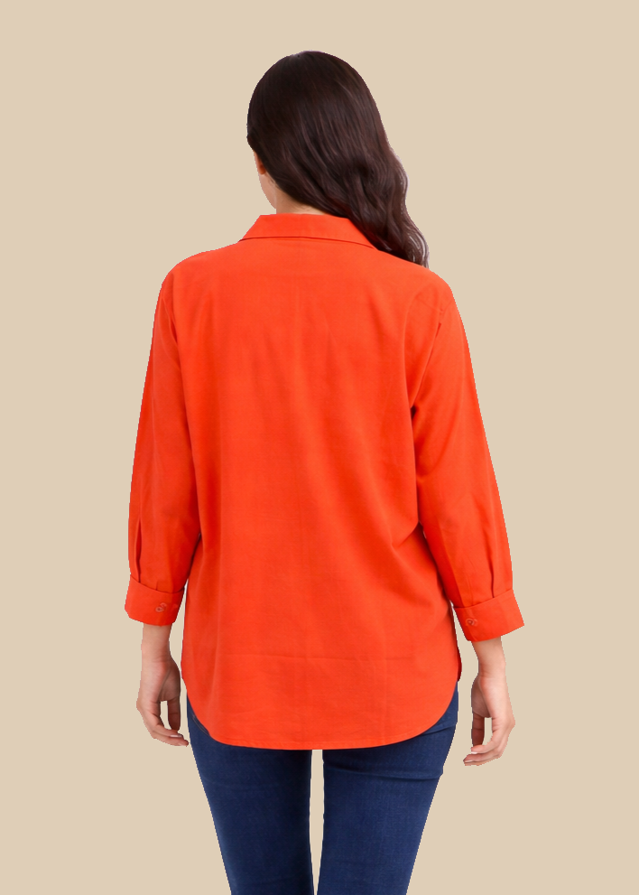Chemise oversize orange