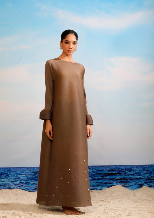 Jasmine Pearl Dress - Cedar Brown