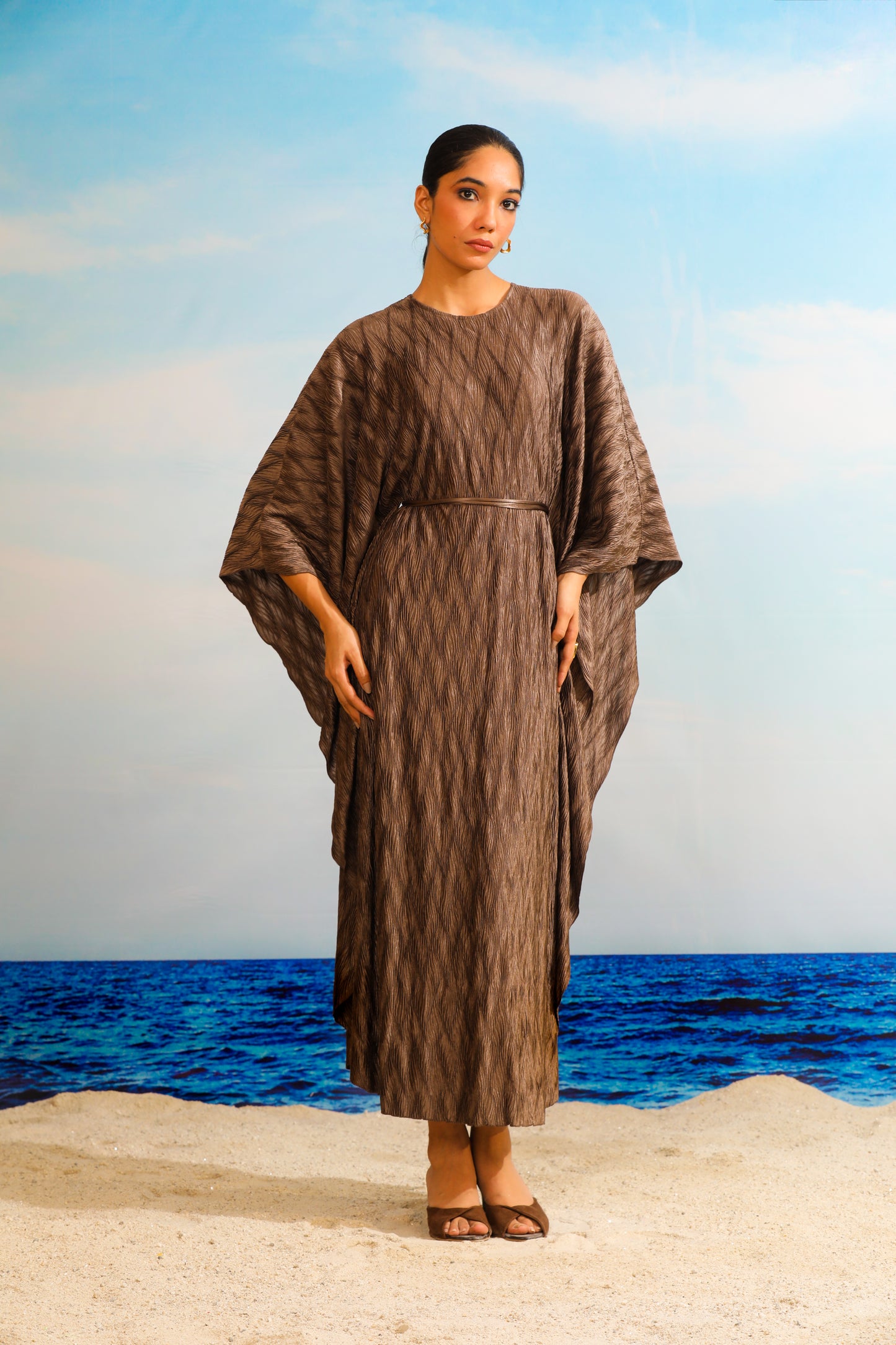 Salvia Metallic Kaftan - Cedar Brown