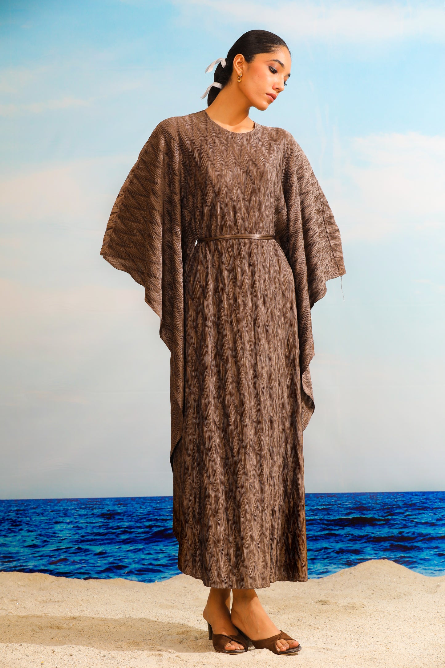 Salvia Metallic Kaftan - Cedar Brown