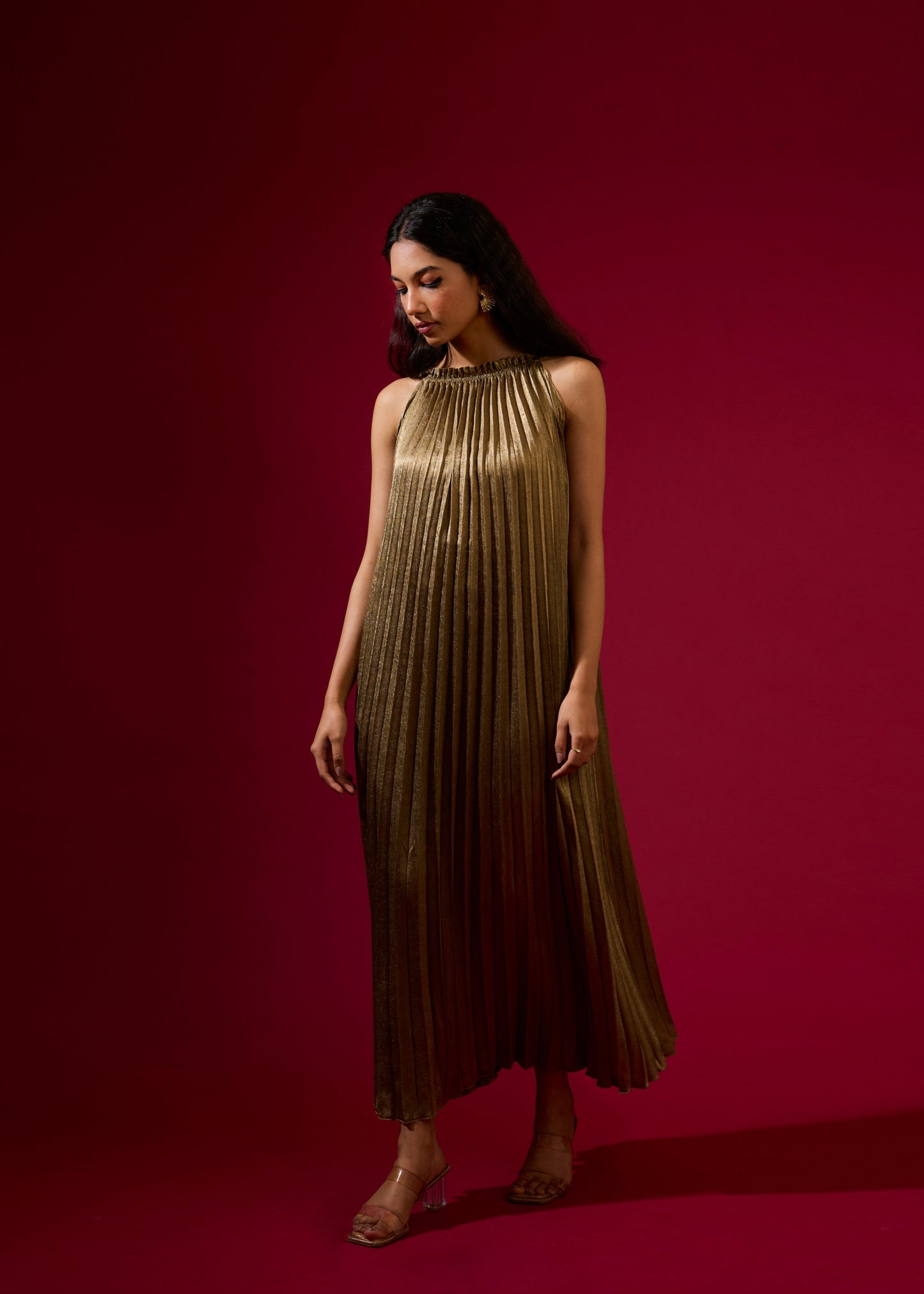 Luna Metallic Dress - Gold