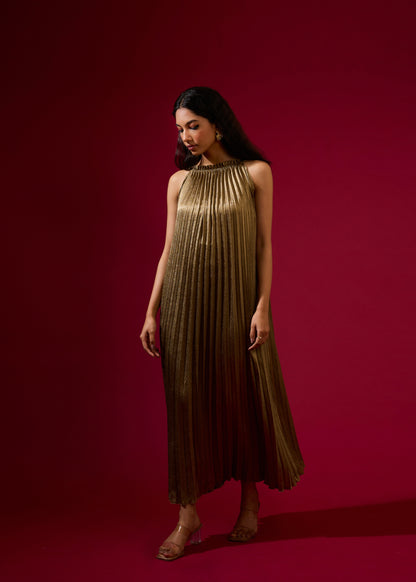 Luna Metallic Dress - Gold