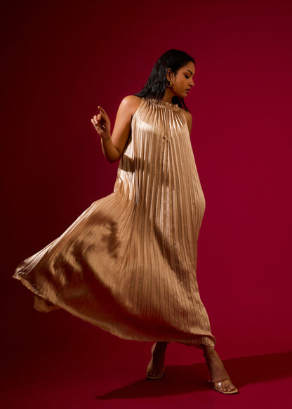 Luna Metallic Dress - Champagne