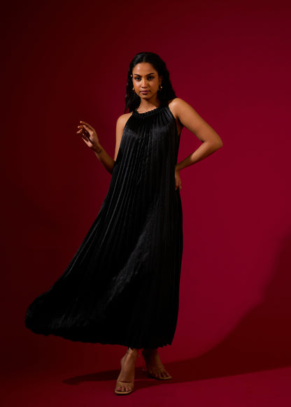 Luna Metallic Dress - Black