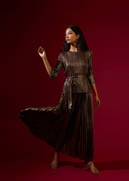 Chloe Metallic Coord Set - Burgundy