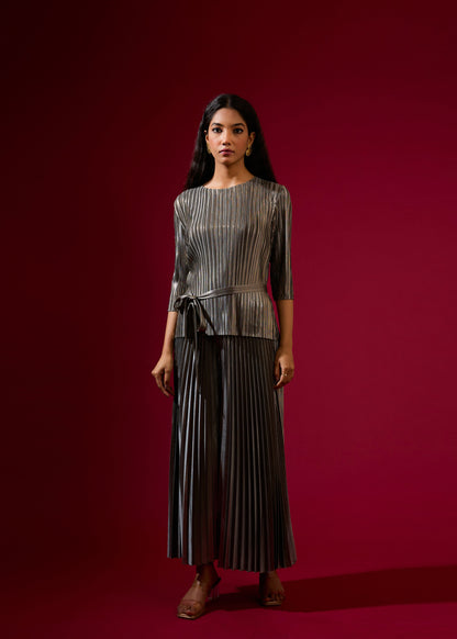 Chloe Metallic Coord Set - Grey