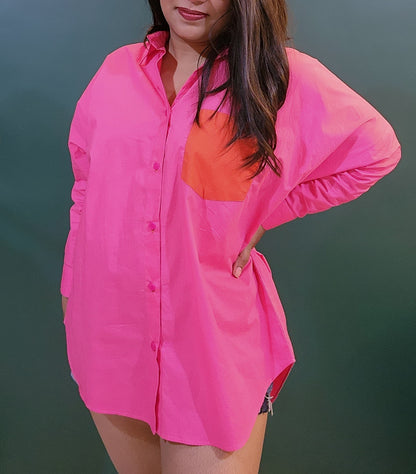 Pink oversized shirt