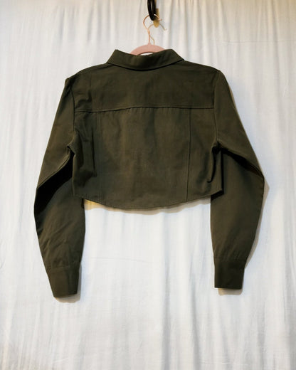 Military Green Cropped Shirt