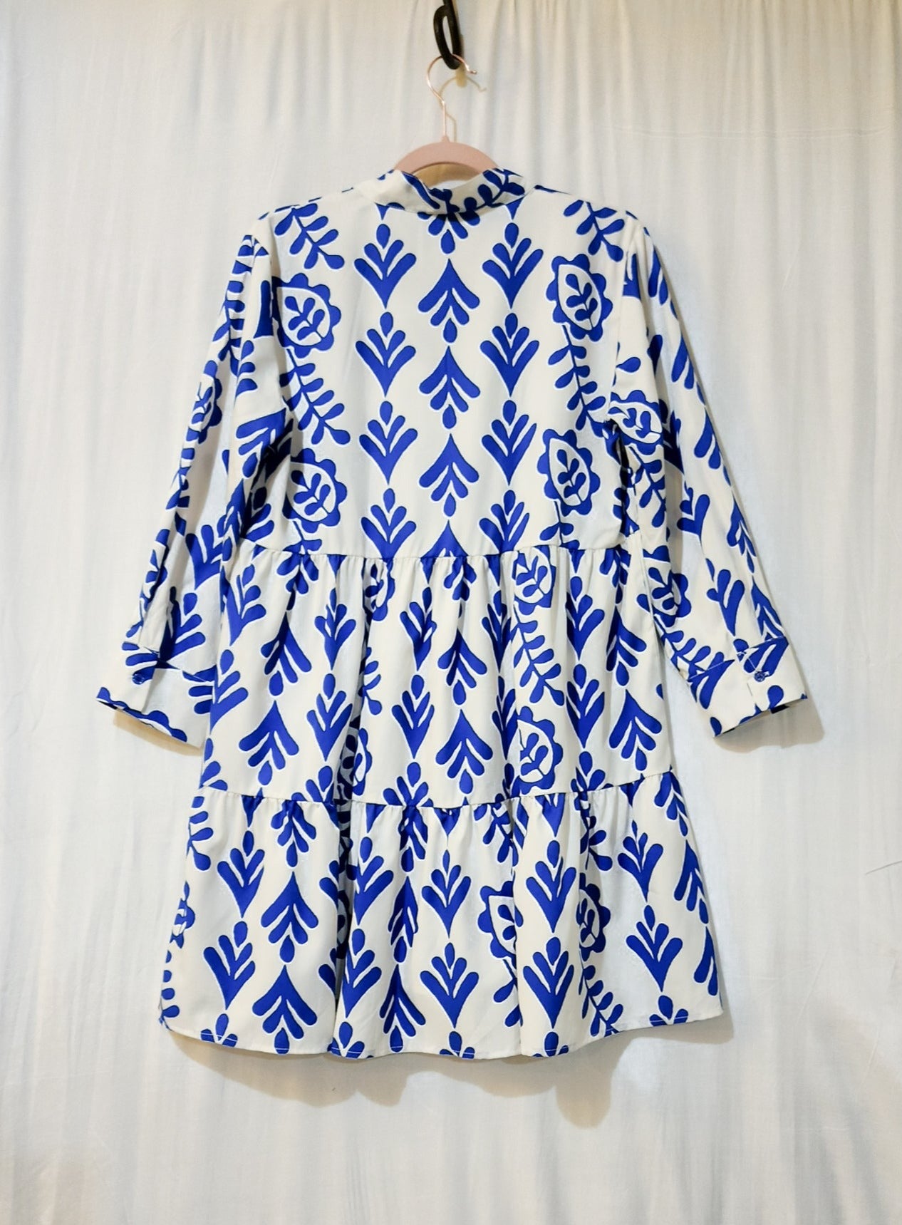 Blue White all over printed dress