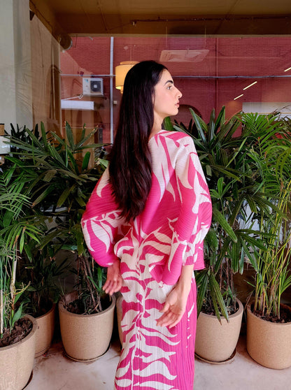 batwing dress pink Hot Pink Batwing Top Wrap Skirt Midi Dress AX Paris US