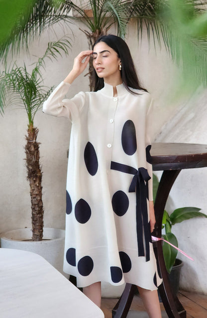 Tessa Polka Dress - Ivory