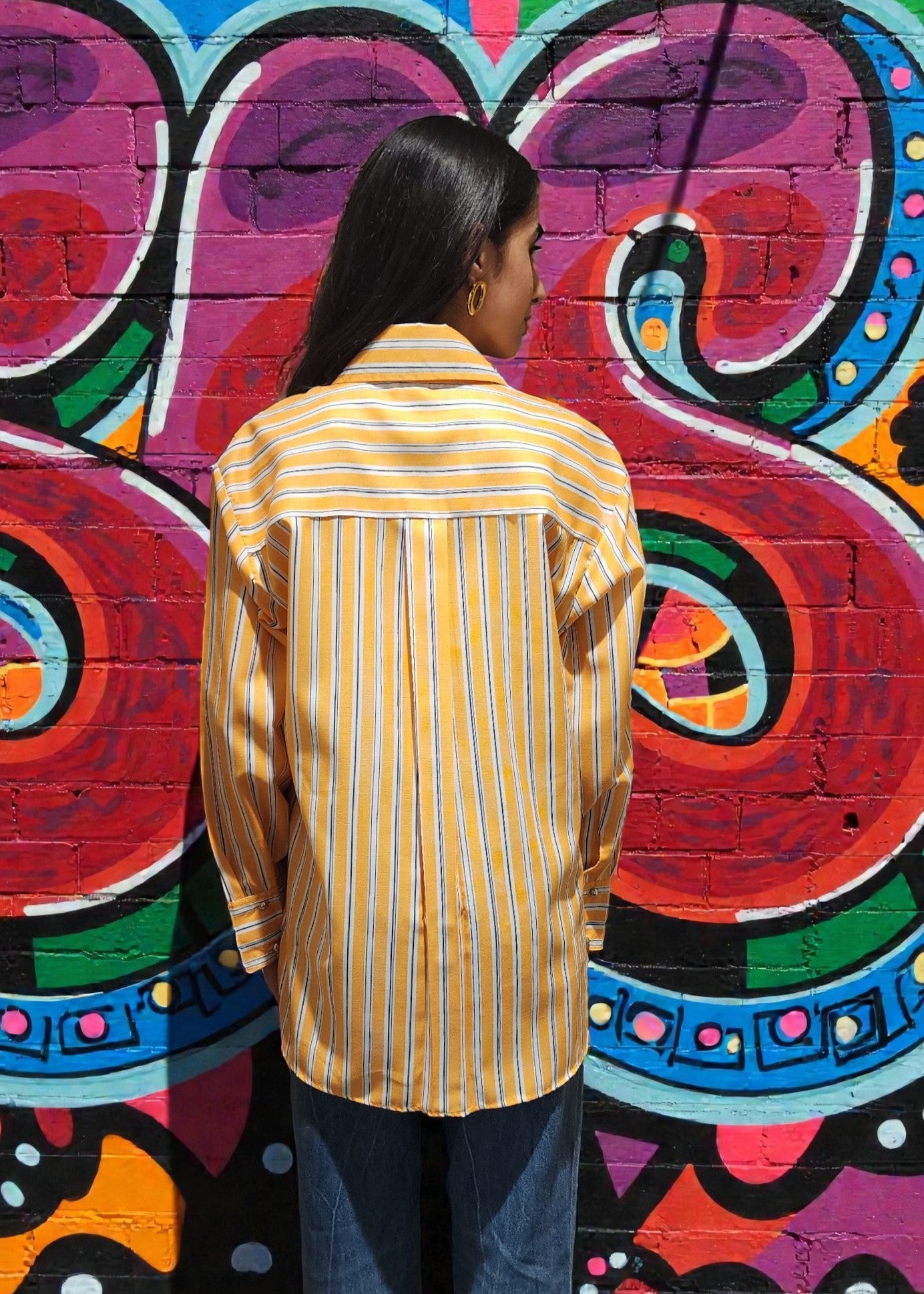 Yellow Applique Striped Shirt