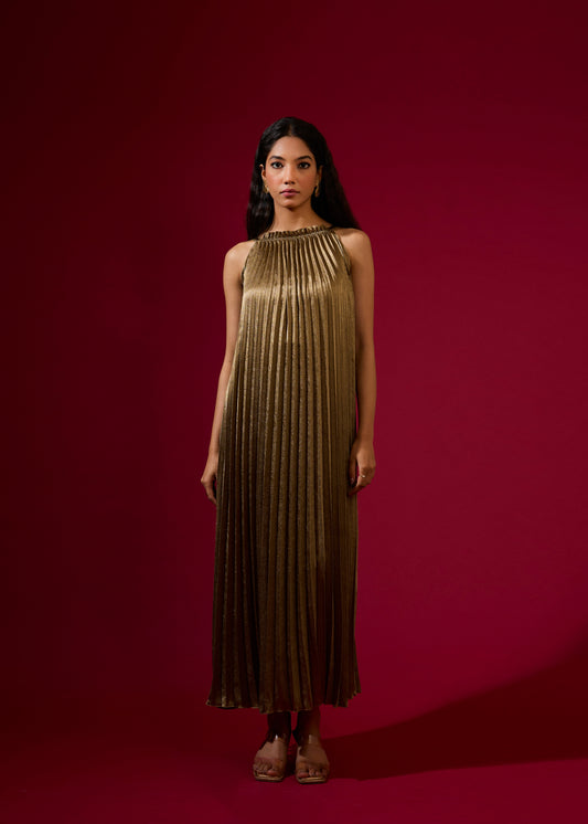 Luna Metallic Dress - Gold