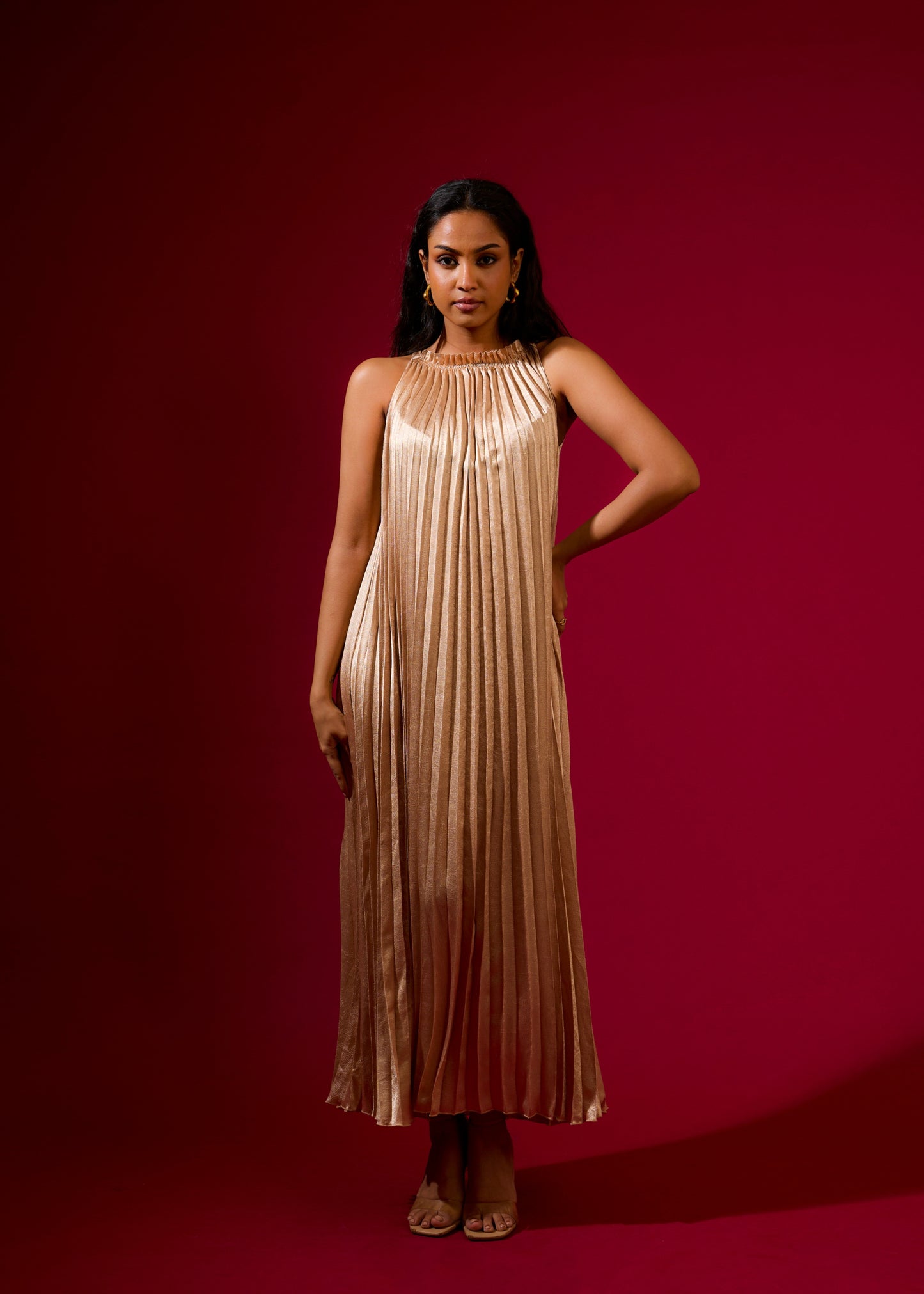 Luna Metallic Dress - Champagne