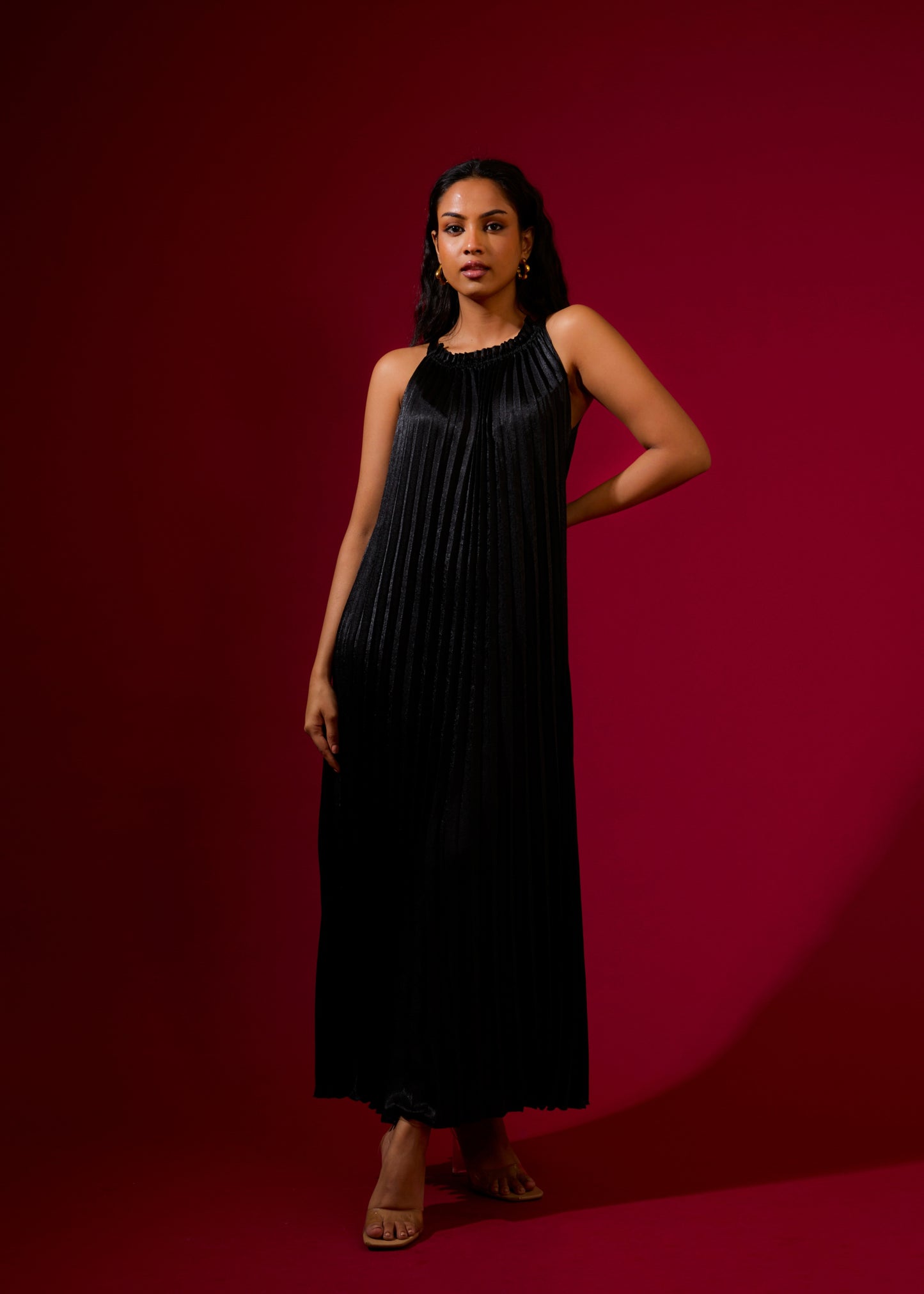 Luna Metallic Dress - Black