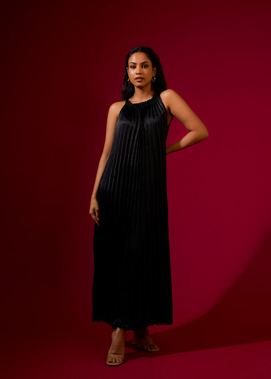 Luna Metallic Dress - Black