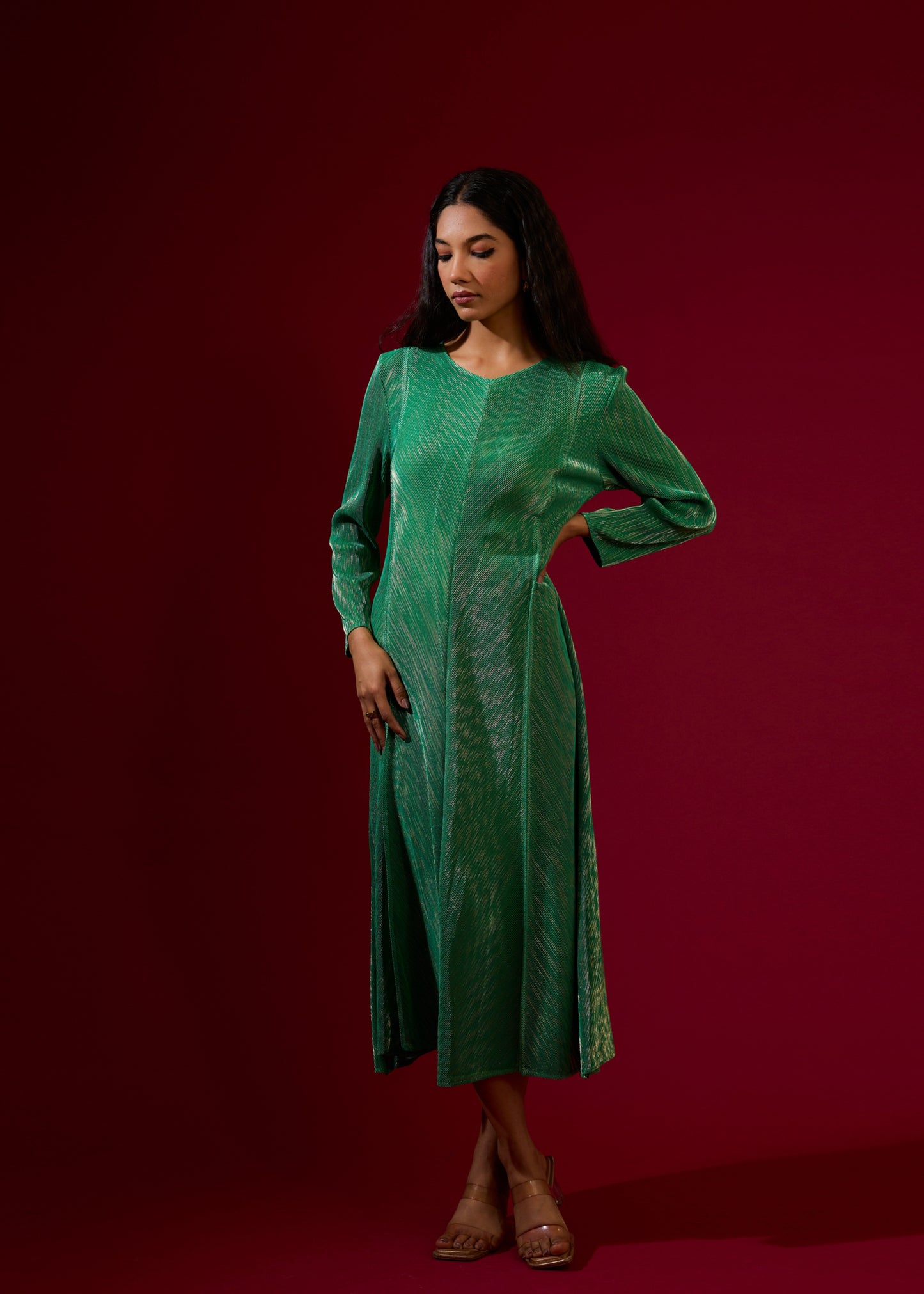 Jayden Metallic Dress - Green
