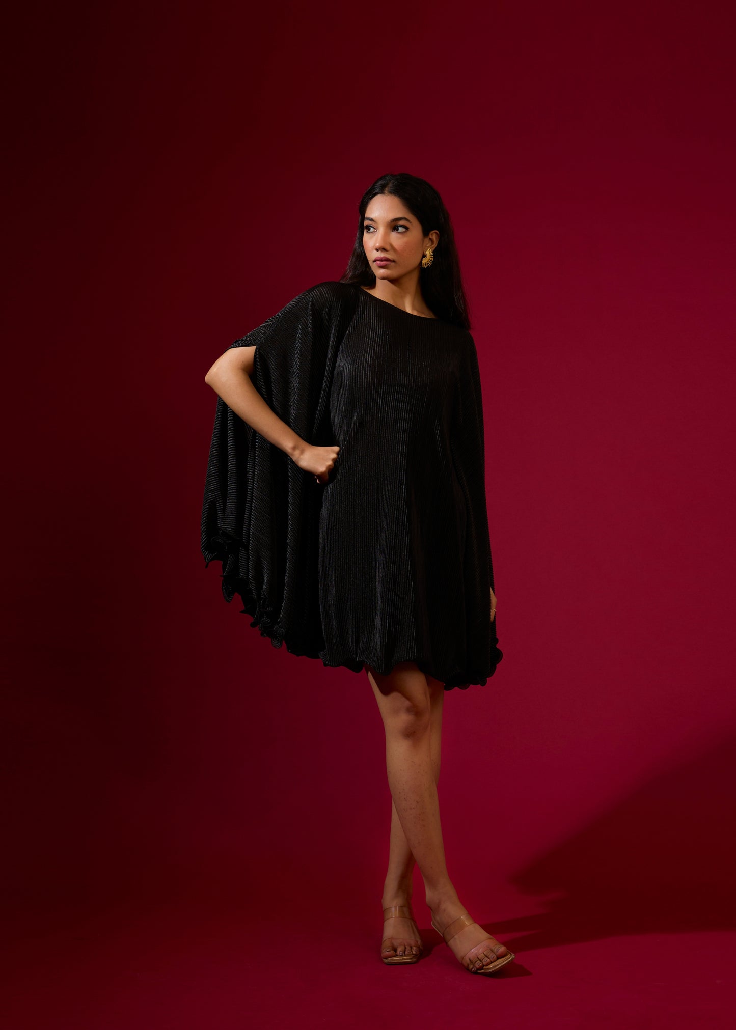 Black Mini Pleated Dress