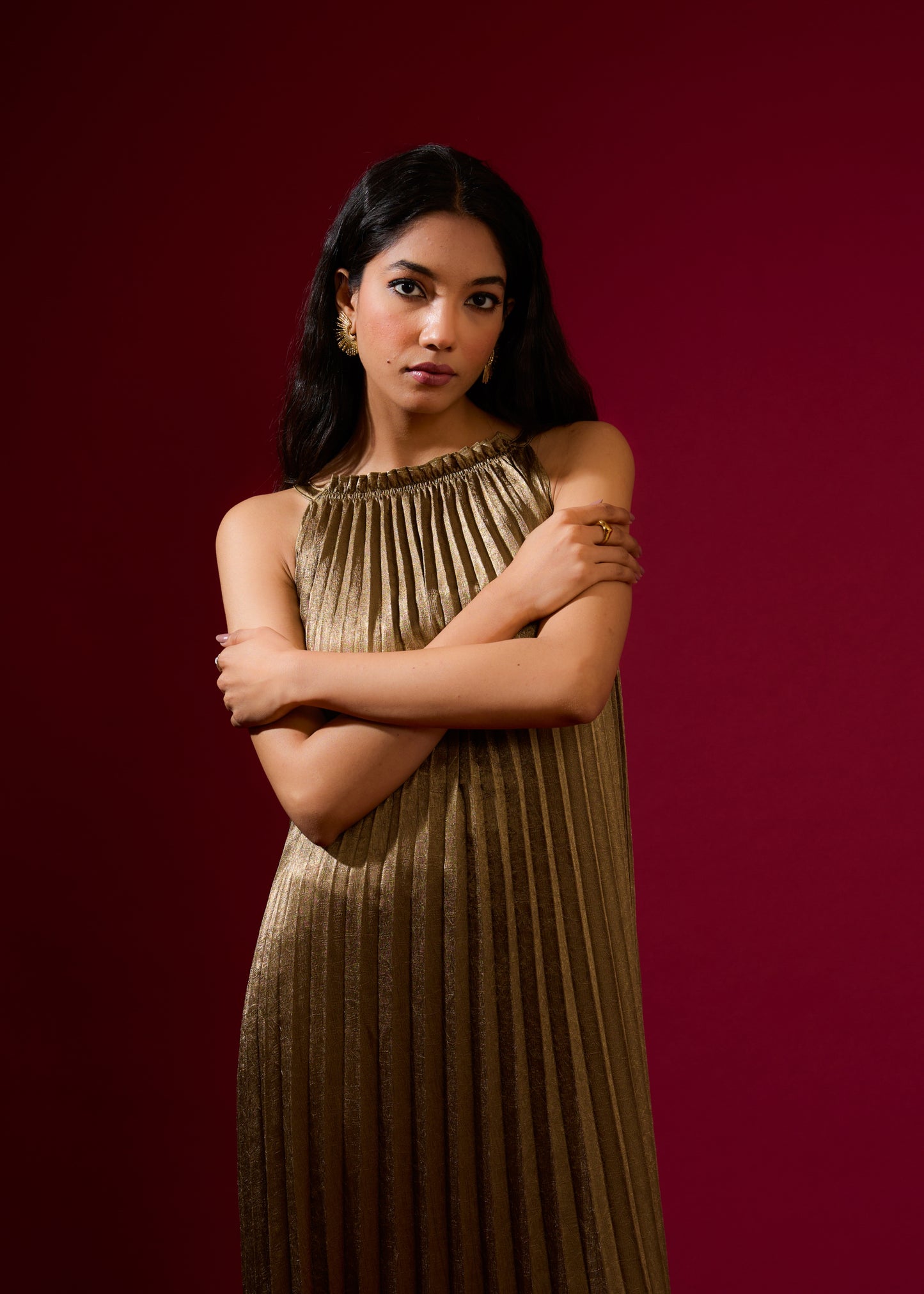 Luna Metallic Dress - Gold