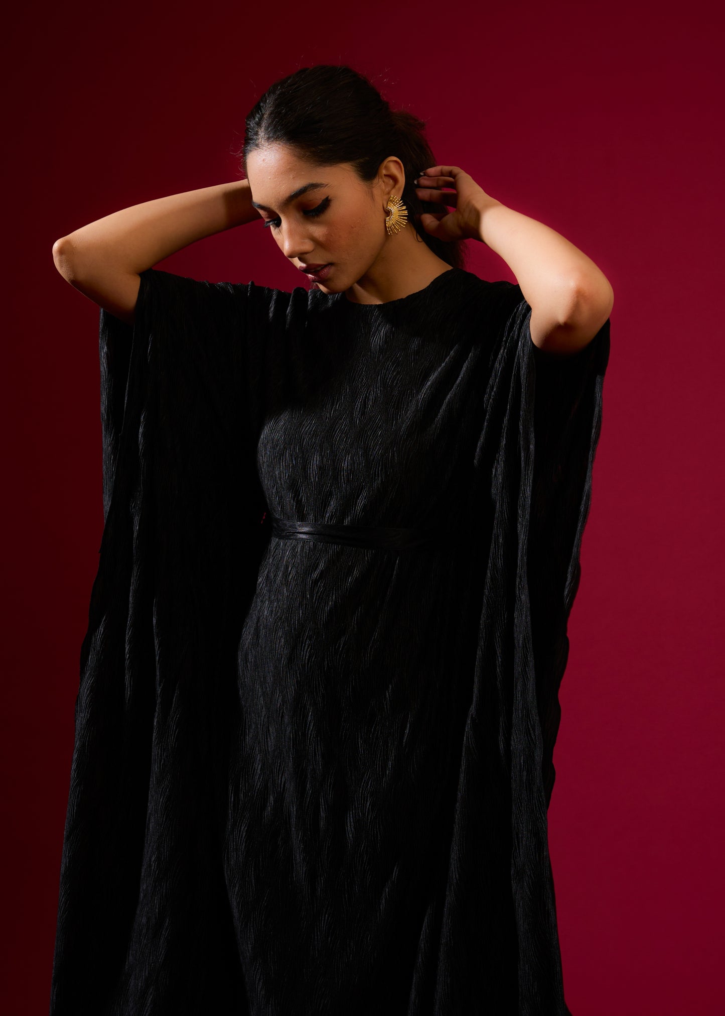 Robe plissée Flora noire