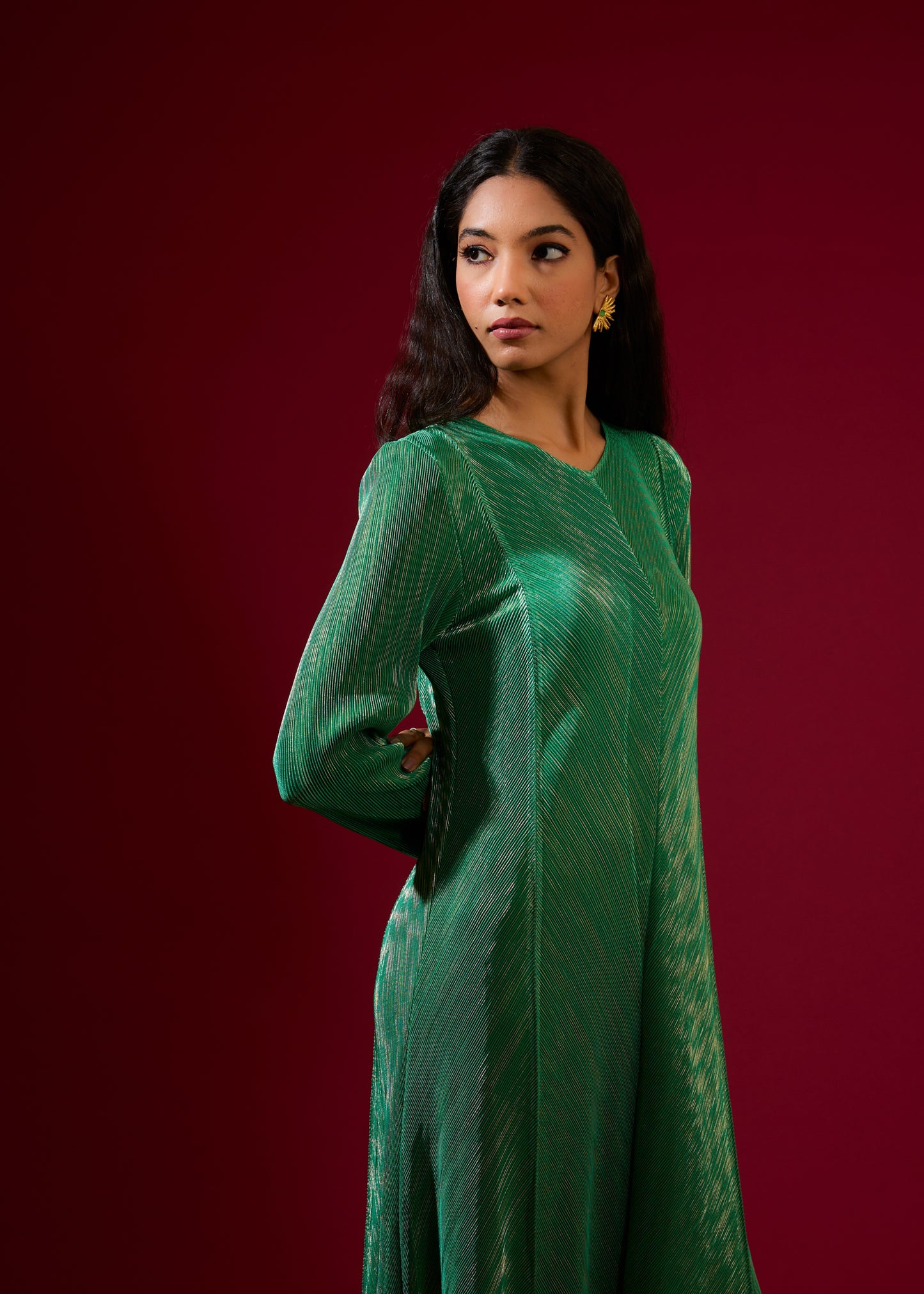 Jayden Metallic Dress - Green